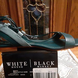 White House Black Market Green Nova Sandals Size 8